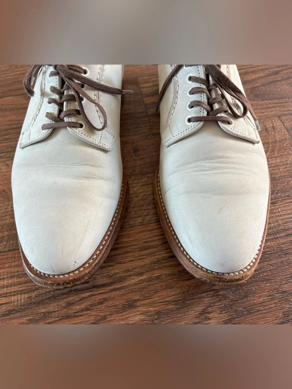 CHEANEY for EDIFICE Made in England White Buck Derby Shoes 7.5